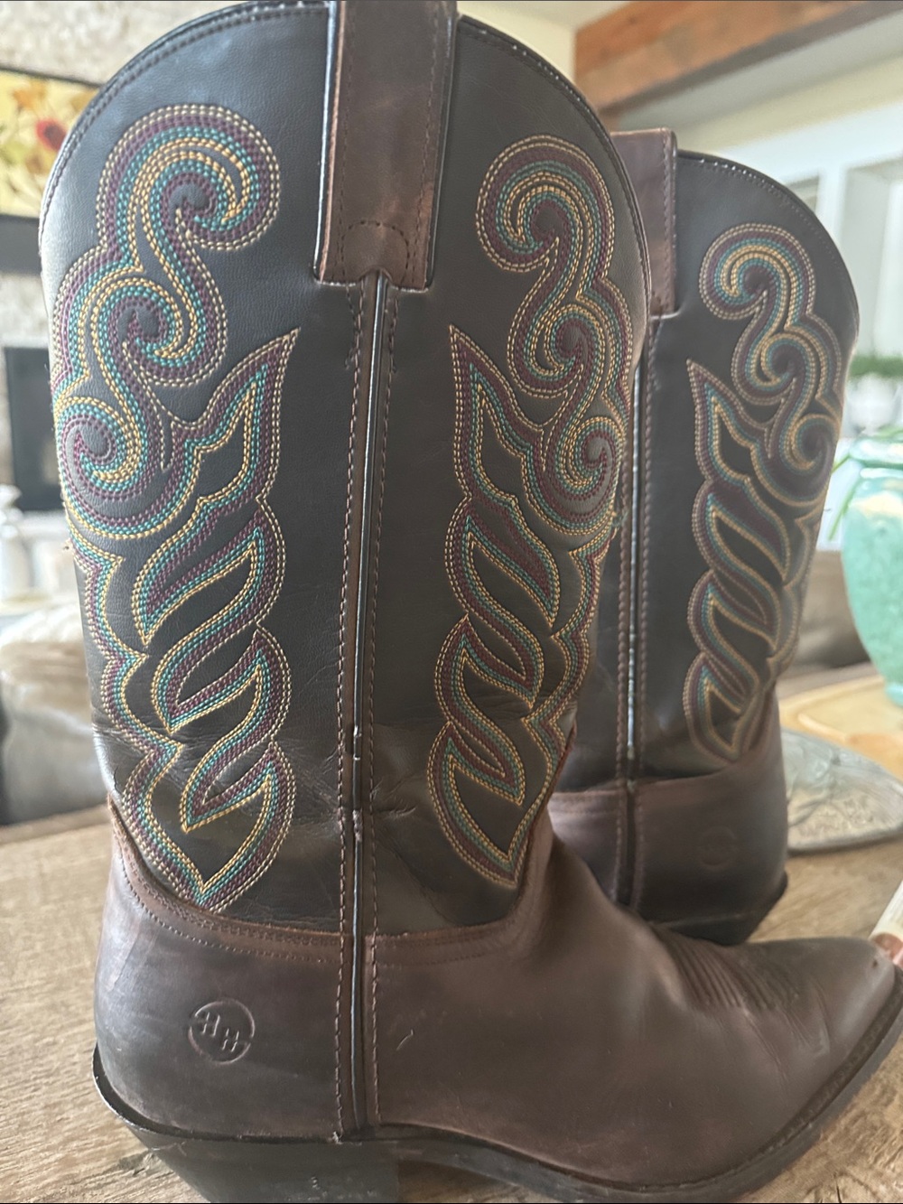 Double H 5211 Brown Western flame Cowboy Boots Womens 10M Coastal Cowgirl Rodeo - Picture 6 of 11